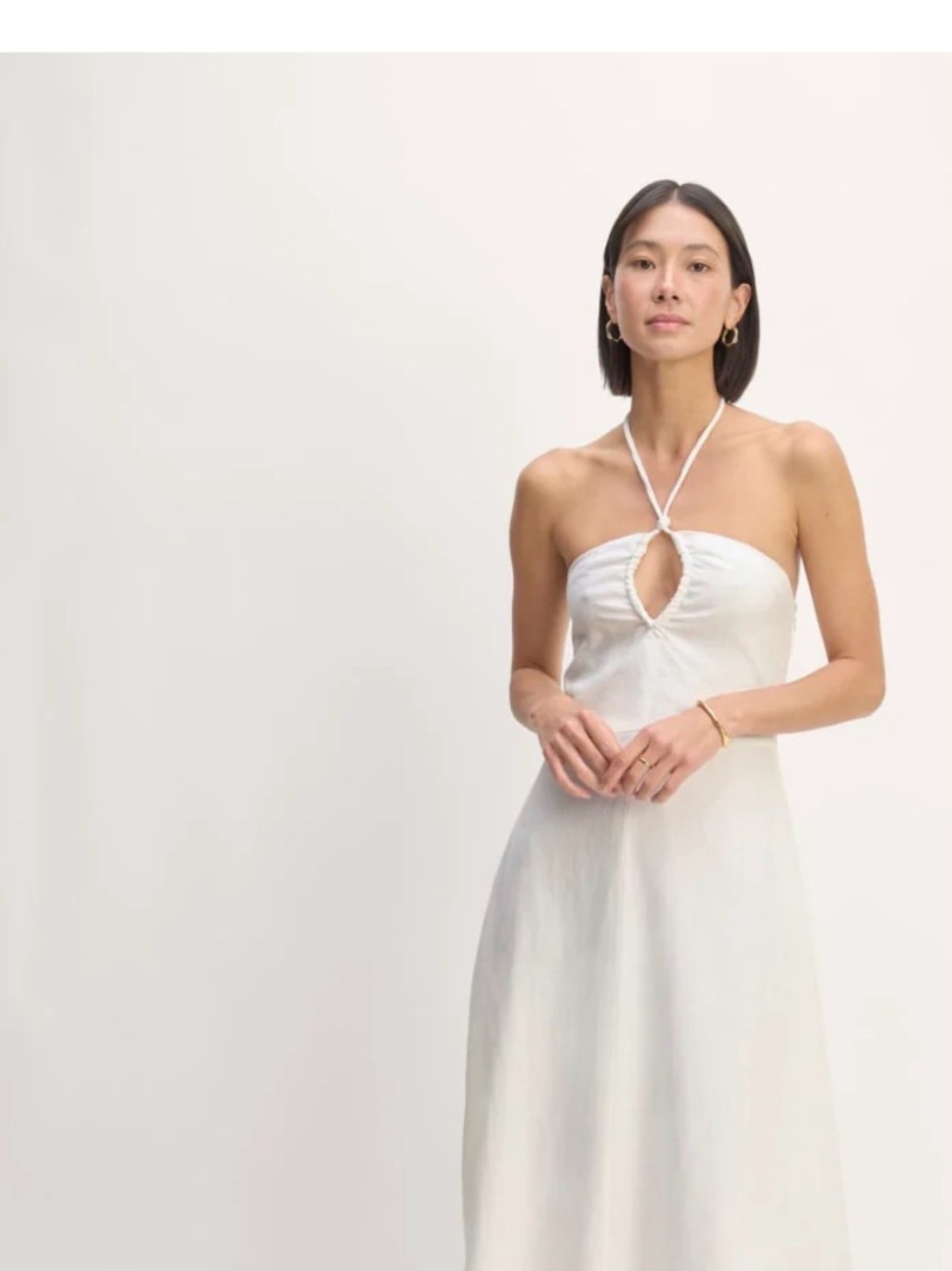 Everlane White Strapless Halter Keyhole Midi Dress 100% European Flax Linen